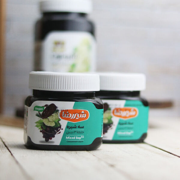 سه-شیره-شیررضا سه شیره ممتاز شیررضا ترکیب طبیعی انگور، خرما و توت انرژی فوری و سالم